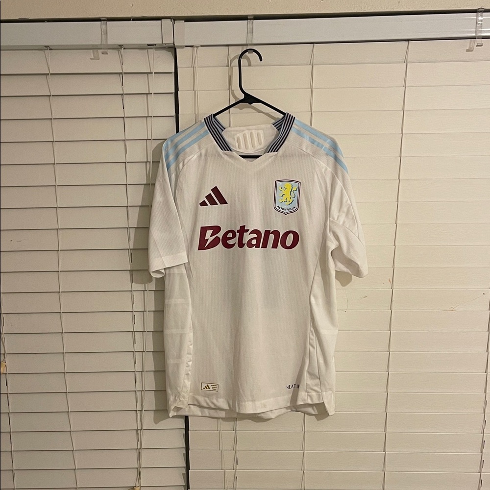 Adidas White Soccer Jersey with Maroon and Light Blue Accents